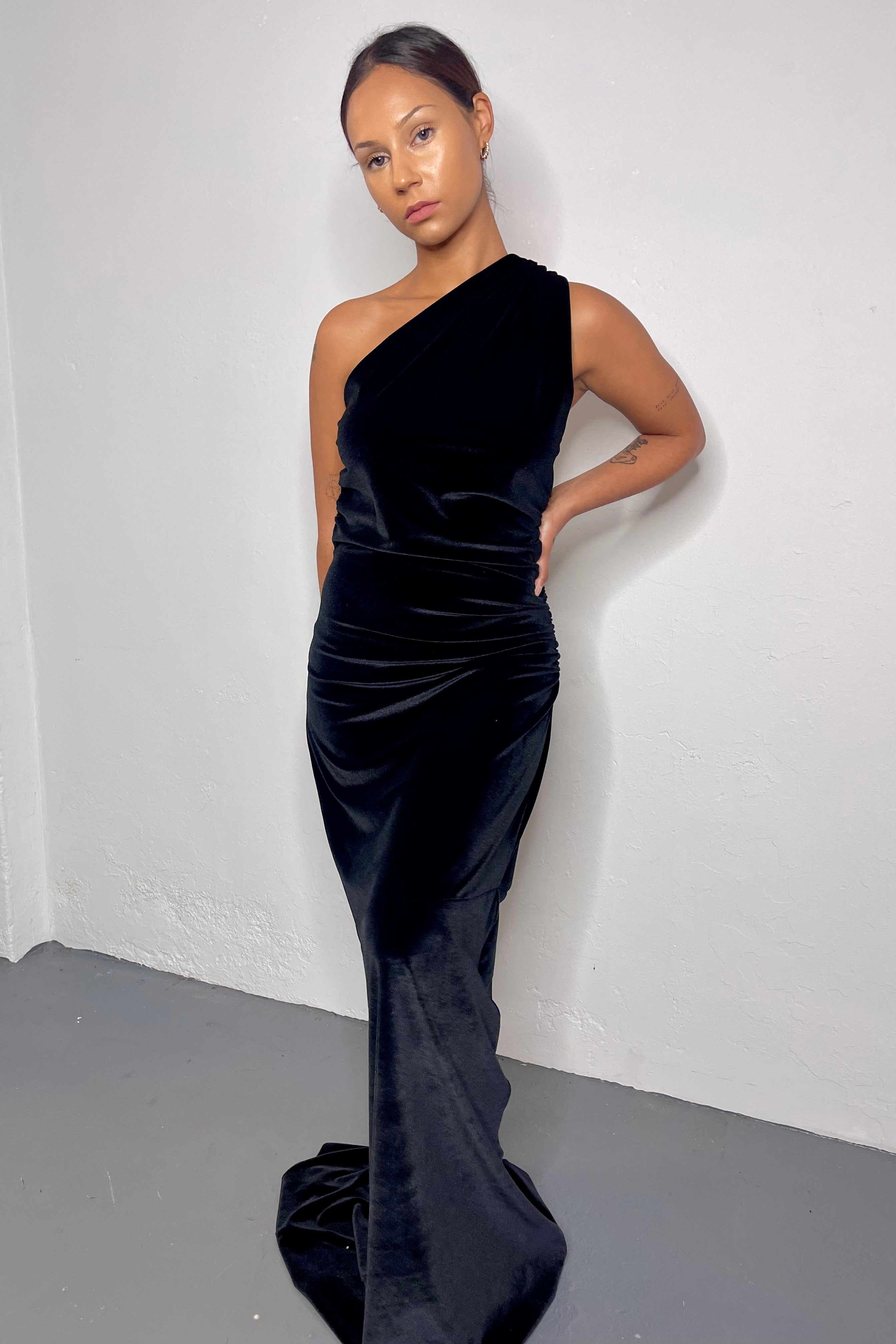 Maxi Velvet Asymmetric Dress