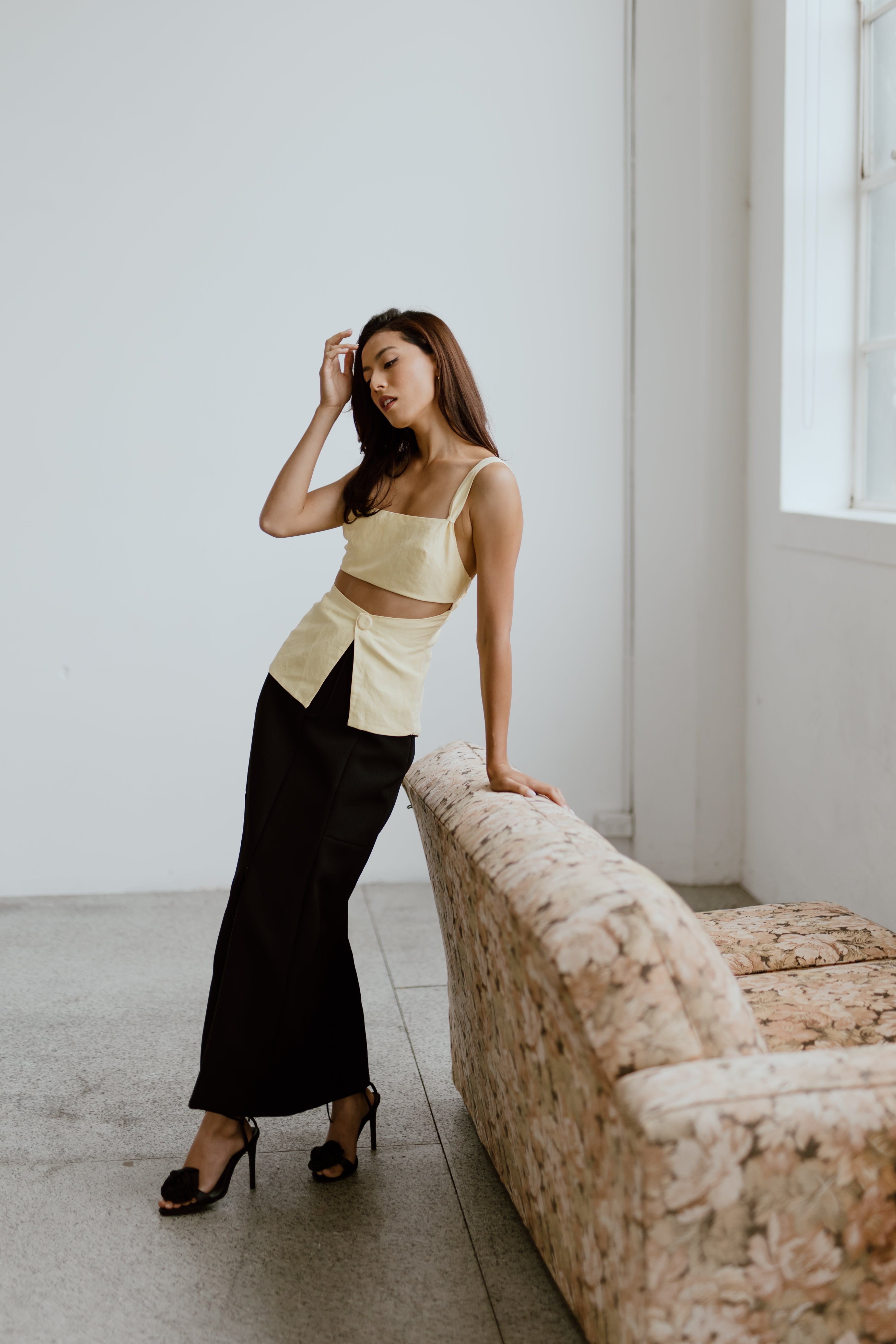 Silk Linen Cut-Out Top