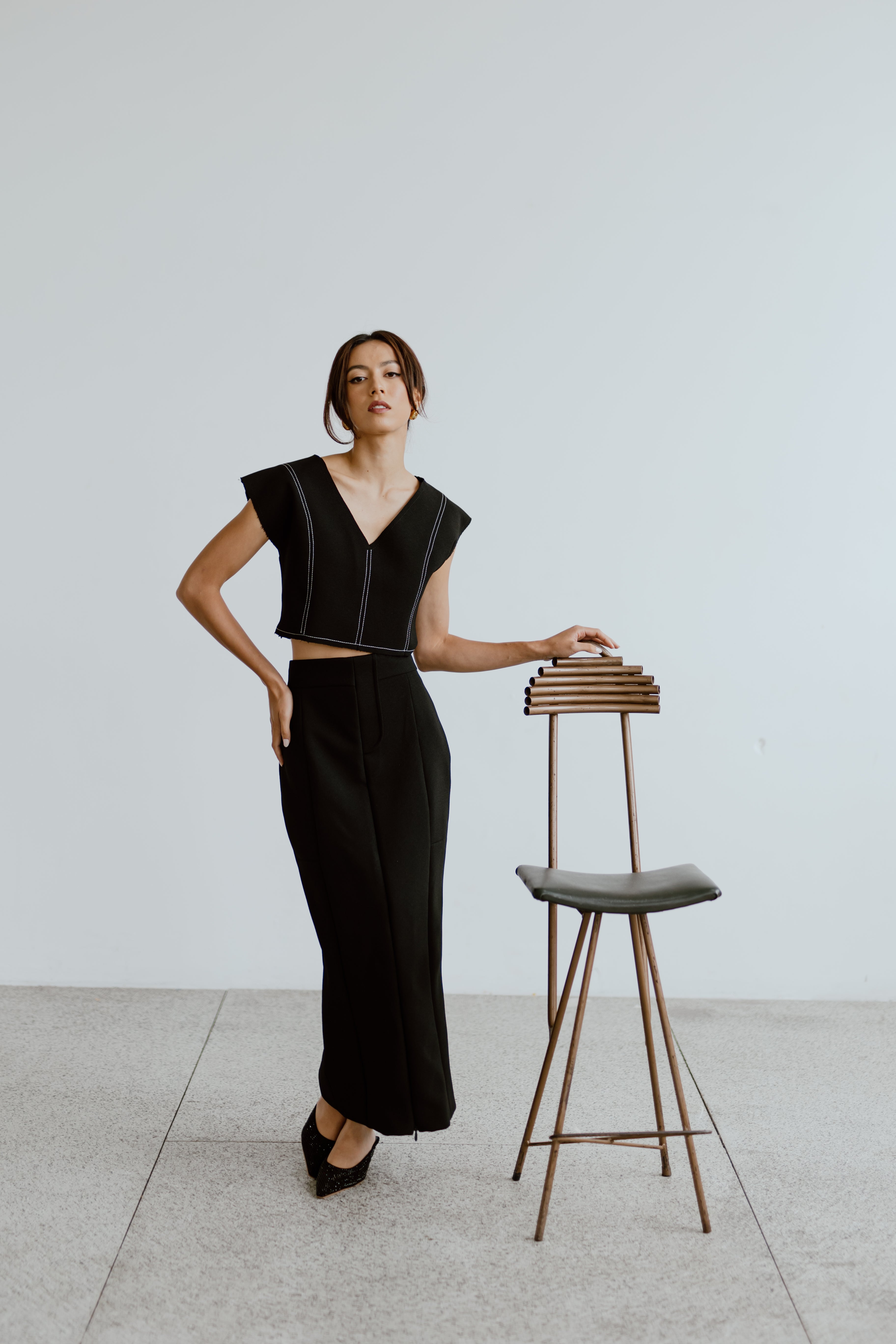 Raw Edge Structured Crop Top