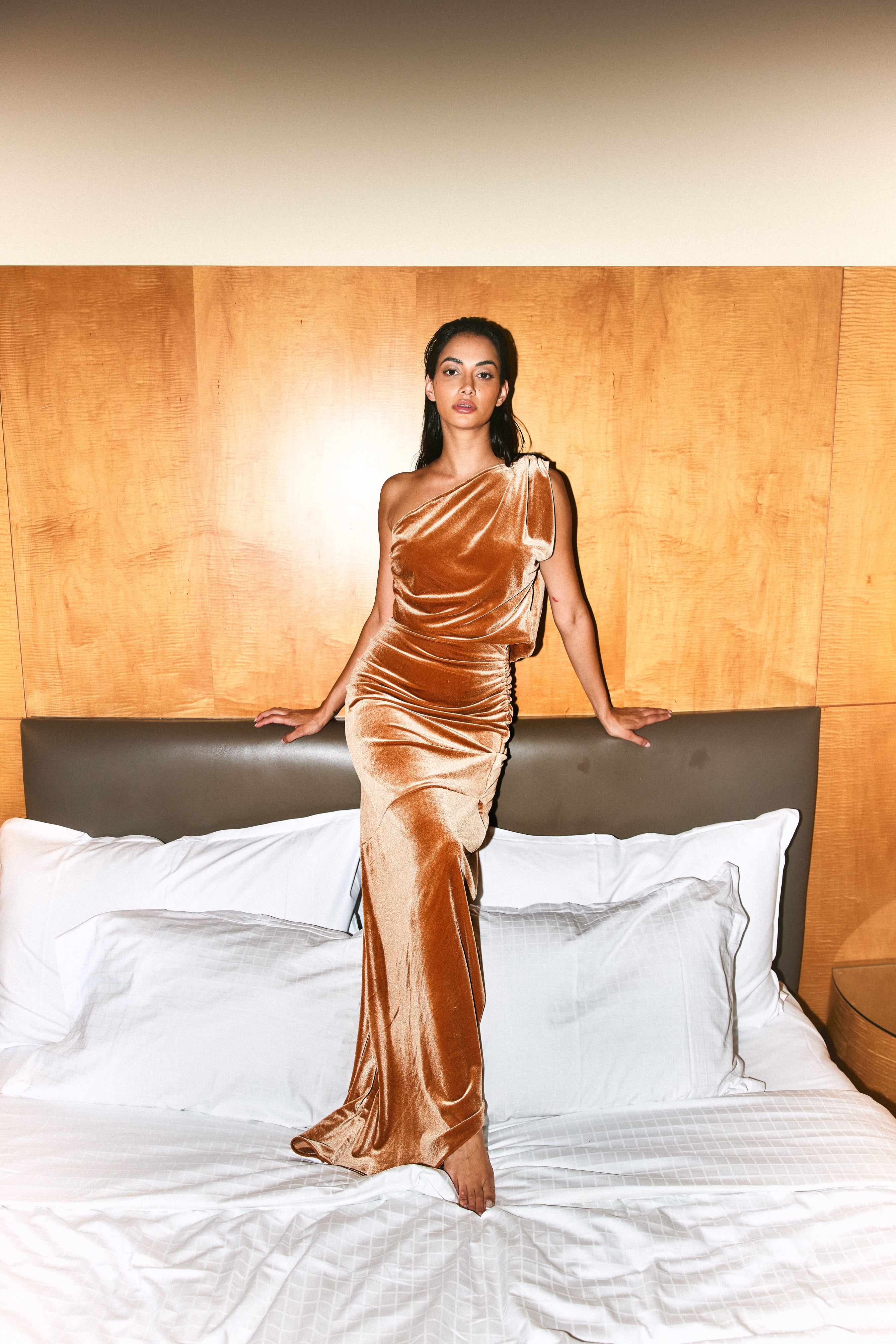 Maxi Velvet Asymmetric Dress