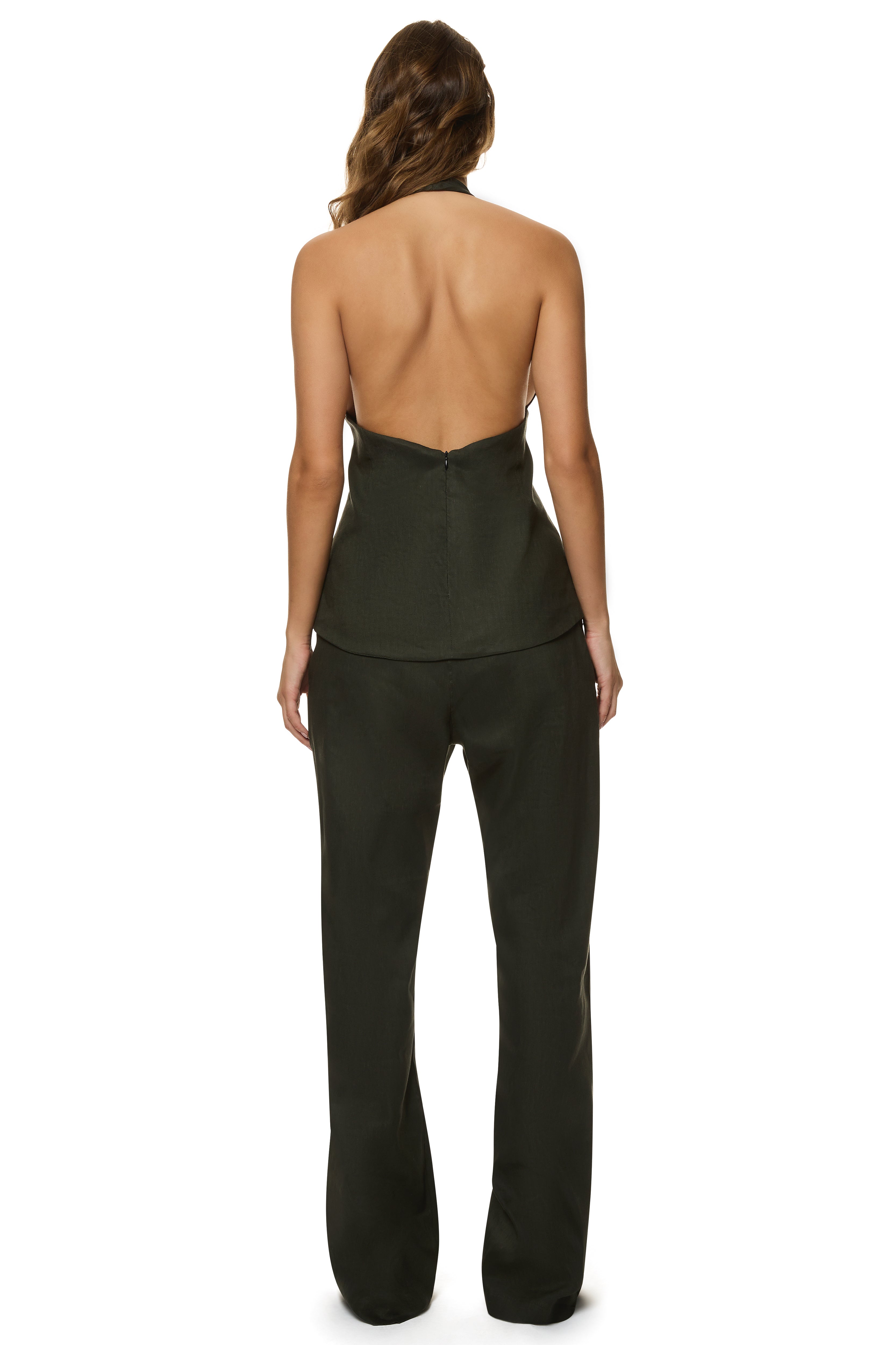 Linen Peplum Halter Top