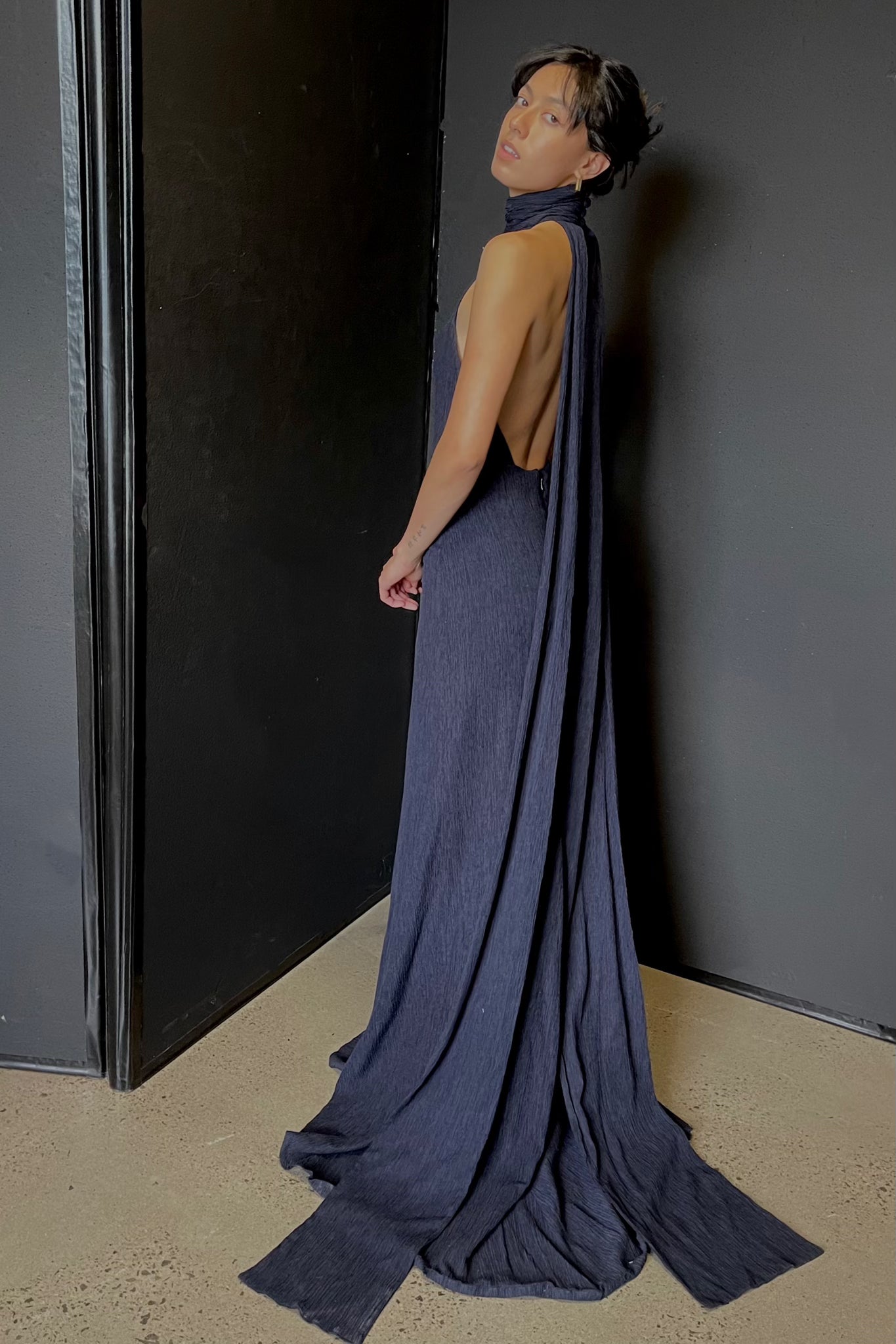 Open-back Textured Gown