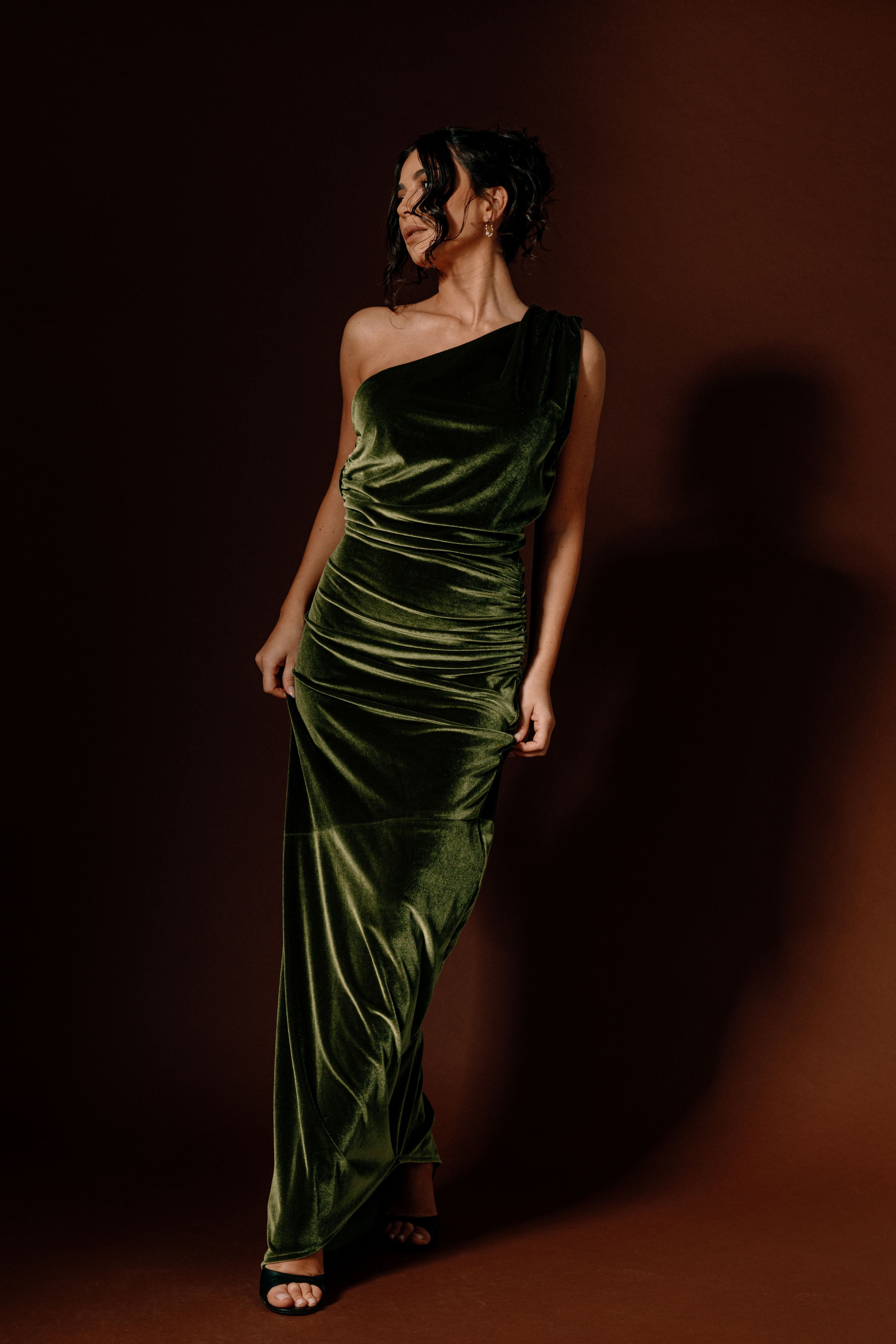 Maxi Velvet Asymmetric Dress